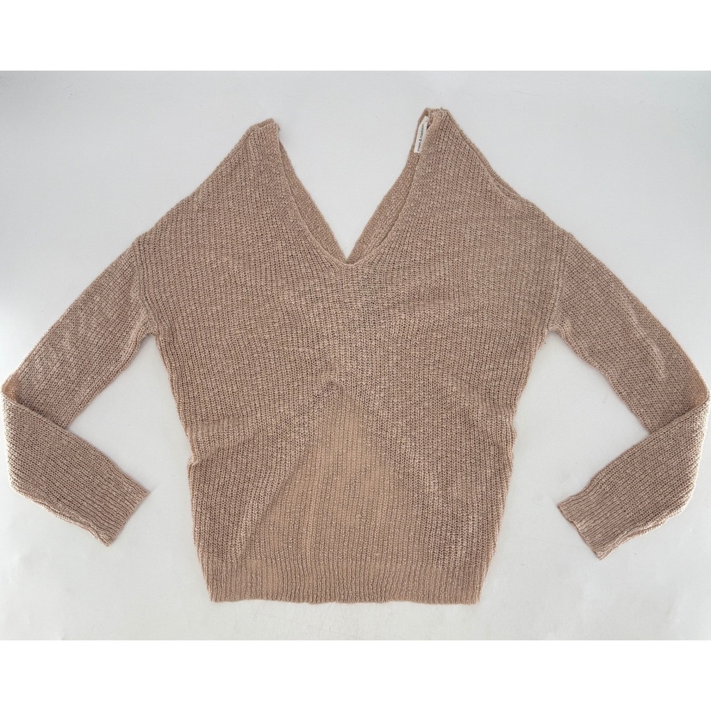 Moon & Madison Women's Knit Sweater V Neck Long Sleeve‎ Twist Back Large